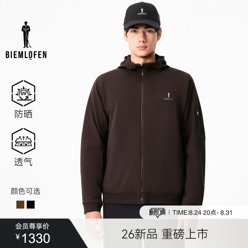 【Sun Protection】Biyinlefen Golf 2026 Autumn New Men's Waffle Breathable Lightweight Warm Zipper Jacket Coat