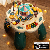 German childrens game table for infants and toddlers one year old early education educational multi-functional building blocks double-sided toy table six one