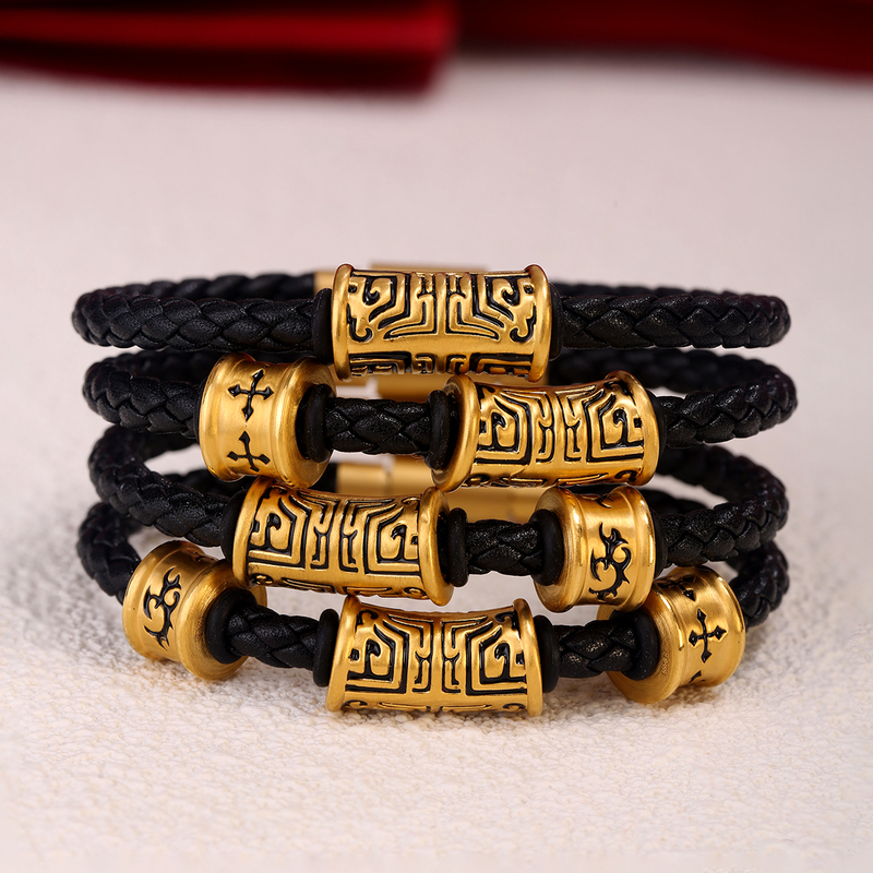 Gold Gluttony Bracelet for Men, Totem Design, Pure Gold 999, Courage Tattoo, Fortune Beads, Pure Gold Faith, Good Luck Bracelet