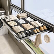 Balcony stretching drying net clothing artifact folding invisible drying clothes rack drawing shoes rack without pushing and pulling indoor push and pull