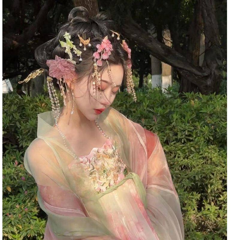 凤台曲原创汉服十二花神(牡丹国色)新品诃子裙大袖衫唐制春季-Taobao 