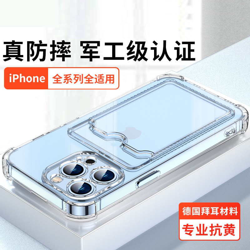 Suitable for Apple 16 Phone Case, iPhone 14 Plus Transparent Card Holder with Card Pocket, Soft Case for iPhone 13 Pro, Can Hold Access Card, Id, and Photos, 15 Max Shockproof Full-Cover Silicone 17 Case