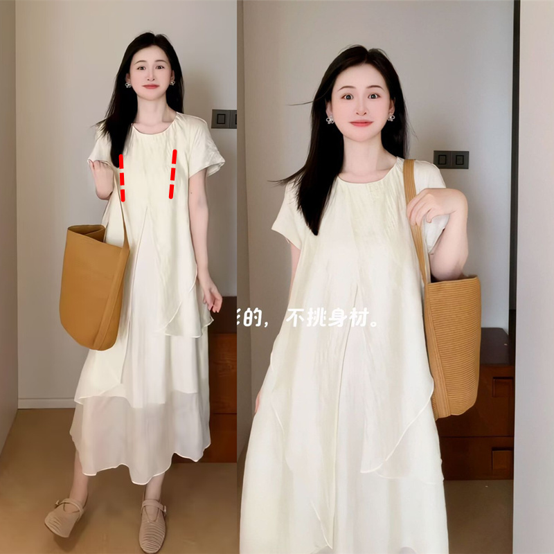 Fashionable Nursing Dress for Going Out, A-Line Ruffle Design, Irregularly Cut to Cover the Body, Breastfeeding Clothes, Postpartum Tencel Nursing Wear