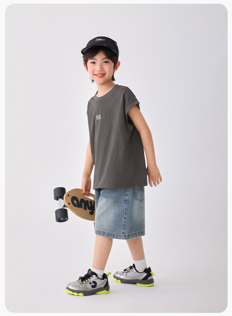 Haima's Boys' Pure Cotton Summer Thin Vest 2026 New Style Children's Sleeveless T-Shirt Boys' Outerwear Set Trendy — 19