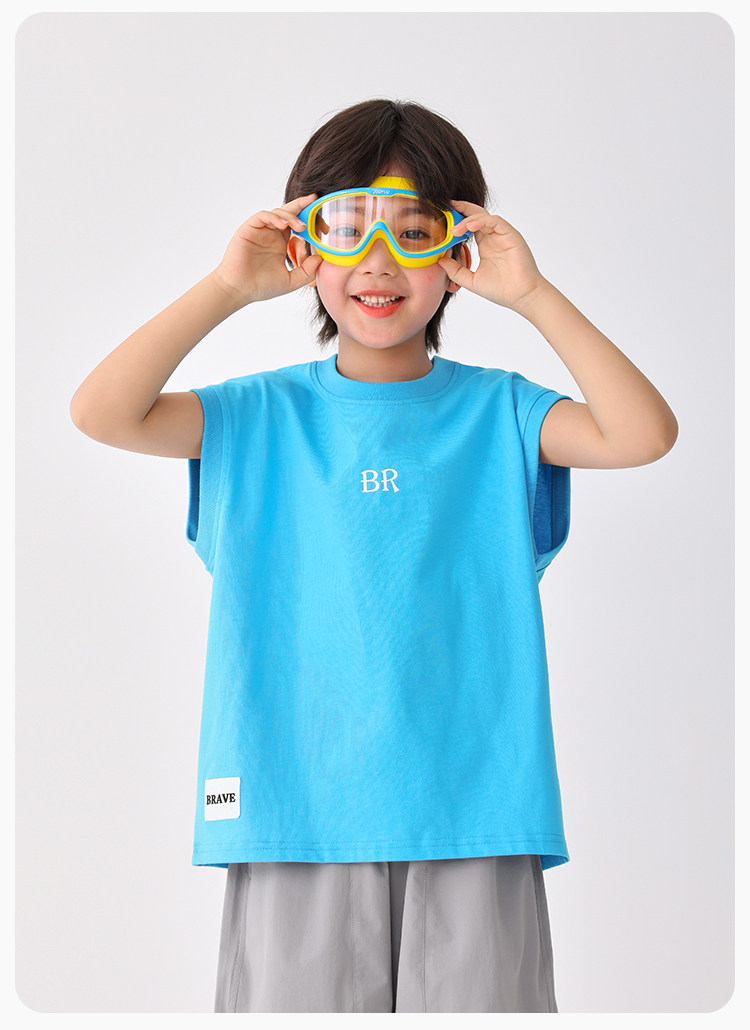 Haima's Boys' Pure Cotton Summer Thin Vest 2026 New Style Children's Sleeveless T-Shirt Boys' Outerwear Set Trendy — 21