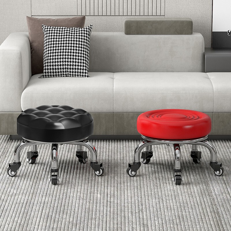 Swivel Stool with Wheels for Home Use, Low Stool Chair for Children Learning to Walk, Nail Art Stool, Small Stool, Round Stool