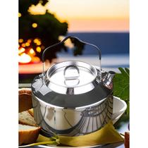 High-end 16 stainless steel outdoor kettle portable tea kettle self-driving camping picnic coffee kettle open flame kettle fans