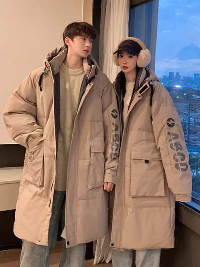 Hochwertige, mittellange Daunenjacke für Herren, 2025 Winter, neuer Stil, trendige Marke, verdickte Arbeitskleidung, Manteljacke im Paar-Stil