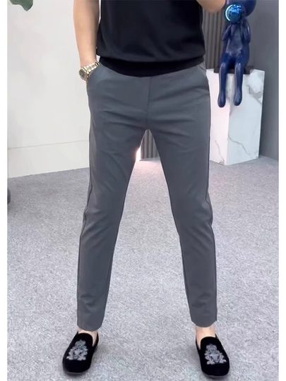 欧货商务休闲裤男士秋季新款潮牌痞帅男裤子9分修身小脚西装裤薄