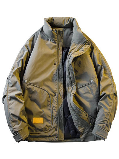 潮牌复古立领工装羽绒服男高级感痞帅男装夹克服冬季男士保暖外套