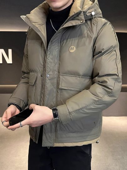 Trendy Workwear Hooded down Jacket for Men, Winter 2025 New Style, High-End, Cool and Stylish Men's Fashion Casual Jacket
