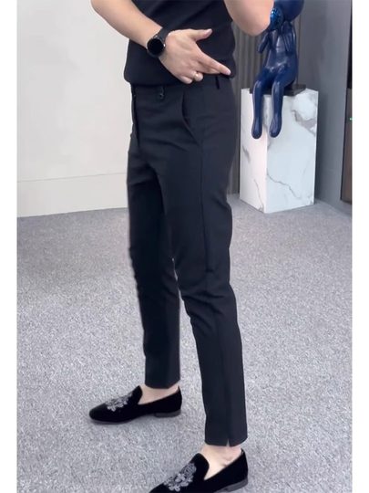 欧货商务休闲裤男士秋季新款潮牌痞帅男裤子9分修身小脚西装裤薄