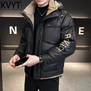 潮牌工装连帽羽绒服男士冬季2025新款高级感痞帅男装时尚休闲外套