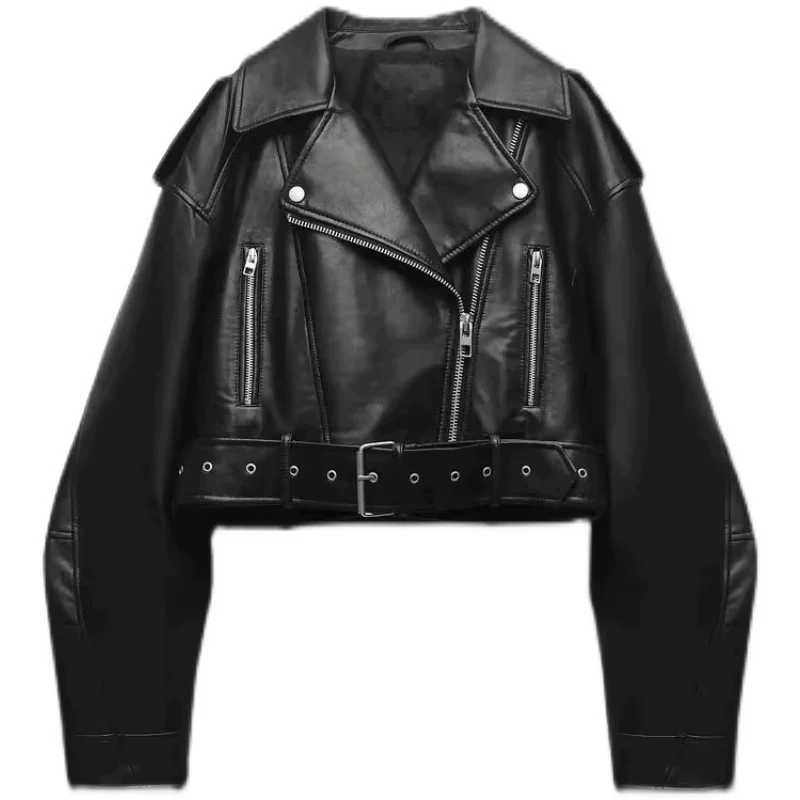 Autumn short polyurethane jacket, city style