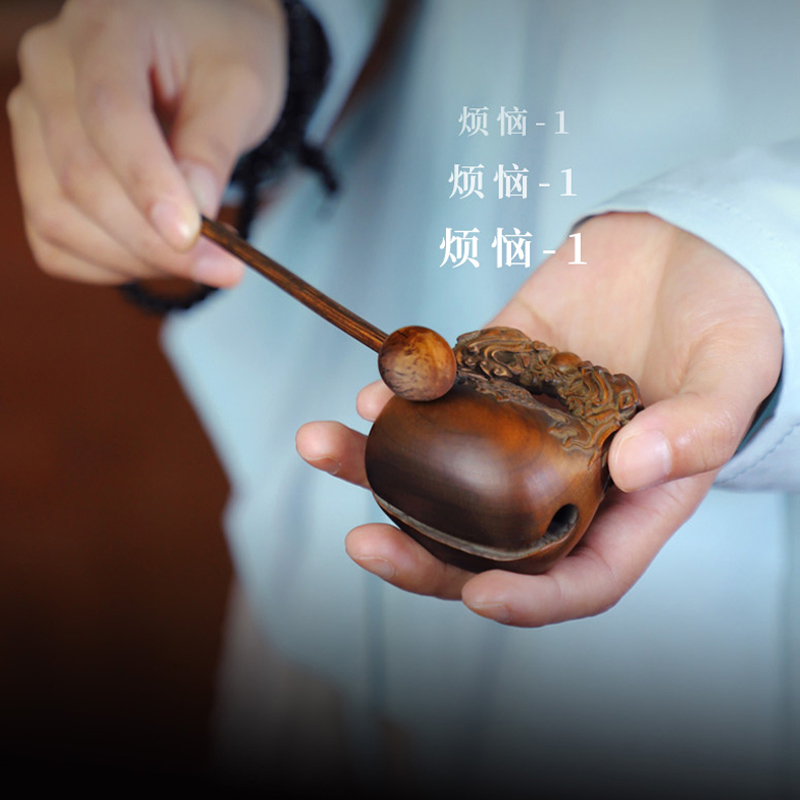 スポット中国木彫博物館双龍模様有給漁業労働者功績セット楽しい瞑想木魚