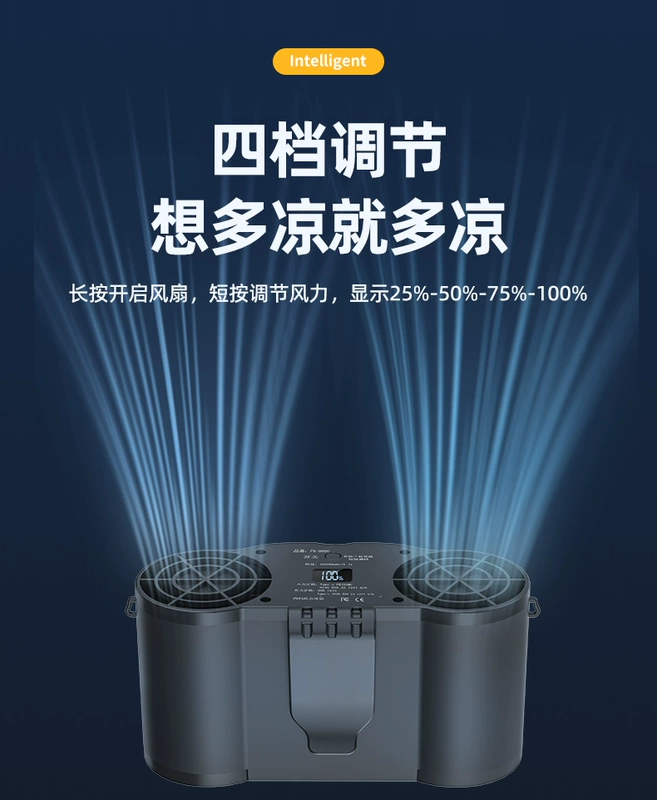 Công trường xây dựng ngoài trời Quạt gắn thắt lưng, cửa thoát khí đôi di động công suất cao 2024, máy làm lạnh mới có thể sạc lại, máy điều hòa không khí nhỏ có thể đeo ở thắt lưng cho công việc có gió lớn, tạo tác làm mát mùa hè quạt điều hòa gắn áo
