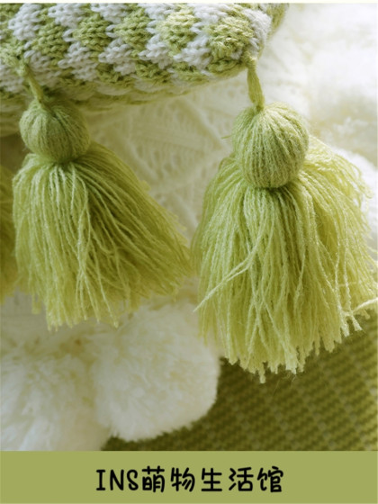 北欧ins风针织清新田园薄荷绿嫩网红软装圆靠垫蒲团沙发客厅抱枕