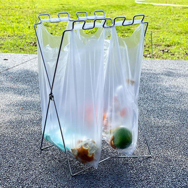 Outdoor Folding Garbage Rack, Special Rack for Garbage Bags, Household Kitchen Picnic Barbecue Plastic Bag Holder