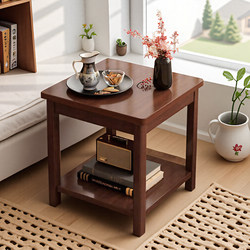 Sofa Side Cabinet, Small Square Table with Solid Wood Legs, Small Coffee Table, Living Room Home Use, Square Side Table, Corner Table, Simple and Modern
