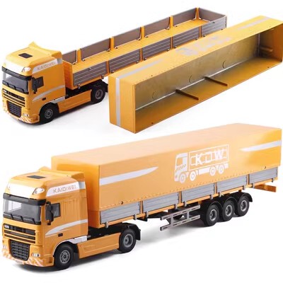 Alloy Car Transport Vehicle, Canopy-Style Carrier Truck, Long-Distance Truck, Flatbed Trailer, Semi-Truck, Container Toy