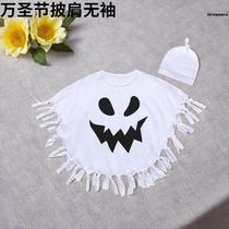 Childrens Halloween bat cape two-piece set with tassel pullover cape sleeveless accessories manufacturer