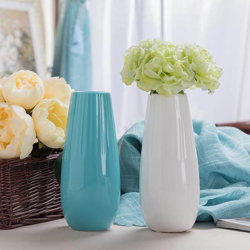 Pastoral Small Vase Decoration for Living Room, Nordic White Porcelain, Ins-Style Dried Flower Arrangement, Hydroponic Ceramic, Blue and White Porcelain