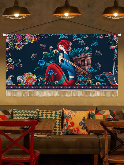 民族风挂毯云南民宿客厅墙面装饰布艺挂画卧室床头背景布墙布挂布