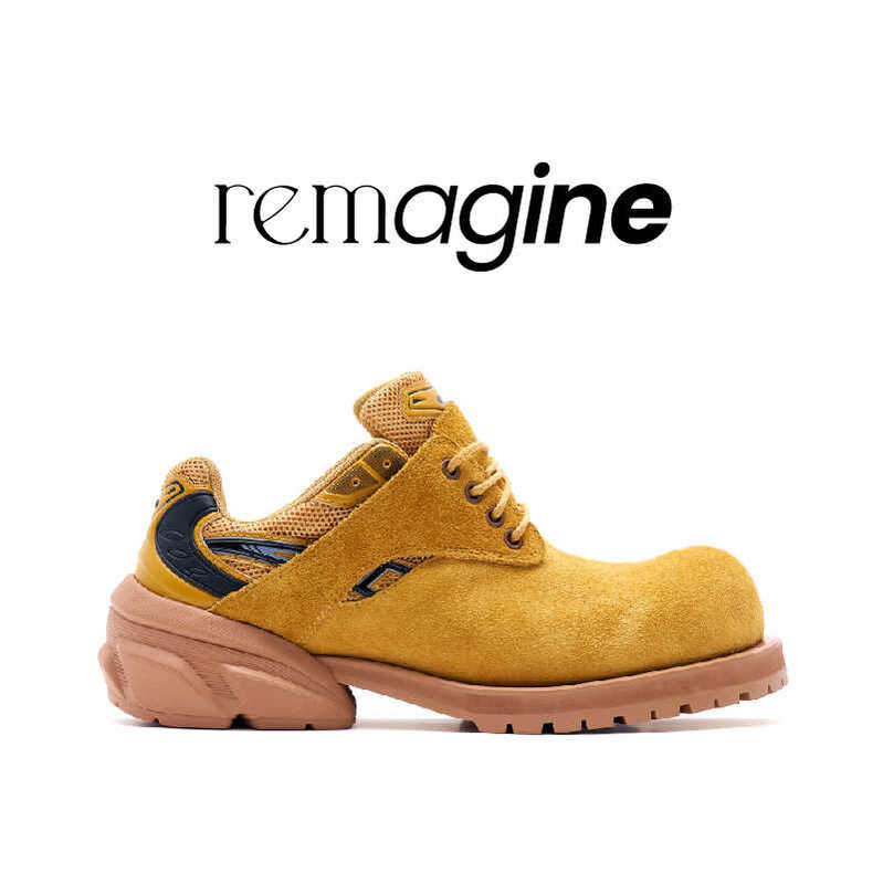 Remagine Starting Bigger Brown-Yellow Round-Toe Derby Running Shoes
