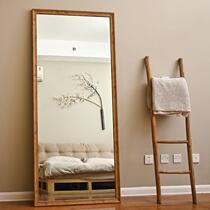 Glass mirror solid wood full-length mirror floor-to-ceiling mirror home non-deformable real dressing mirror wall-mounted bedroom fitting mirror