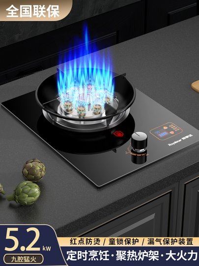 Rongshida Gas Stove Single Burner for Home Use, Liquefied Gas High-Power Stove, Embedded Dual-Use Natural Gas Gas Stove, Single Burner