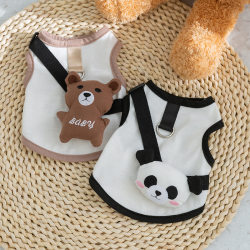 Spring and Summer Pet Clothes, 3D Bear Cute Animal Backpack, Wide-Brimmed Vest, Can Be Used for Walking Cats and Dogs