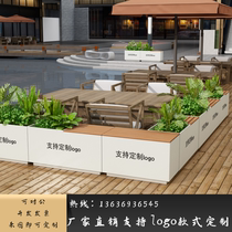 Outdoor stainless steel stool flower box outside flower pond shopping mall seat combination flower bed iron planting trough partition fence