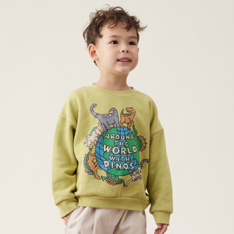 Breezesquare Exclusive Children's Long-Sleeve T-Shirt Sweatshirt, New Spring and Autumn Dinosaur Print, Round Neck Breezesquare Exclusive Children's Long-Sleeve T-Shirt Sweatshirt, New Spring and Autumn Dinosaur Print, Round Neck