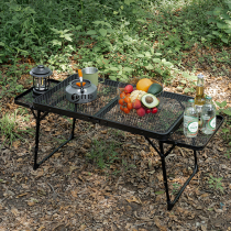 Outdoor portable easy to contain picnic camping aluminum alloy iron mesh with lifting and folding table waterproof and anti-scalding tea table