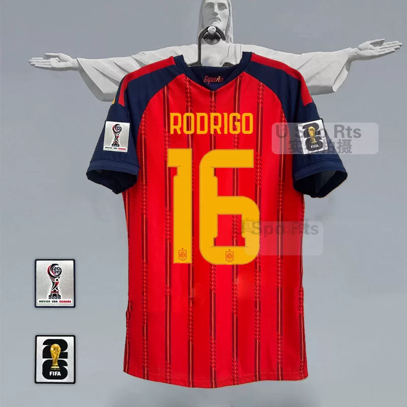 Футболка сборной Испании по футболу 2026 годаWorld Cup Ямал Педри Rodri детская форма