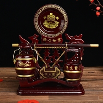 Descendants barrel for wedding solid wood ornaments early birth of a precious child brides wedding room dowry set mahogany three-piece wedding set