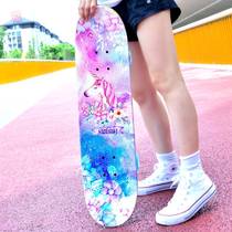 Double-sided pattern 80cm four-wheel skateboard for beginners double rocker 10-15 years old scooter widened street flash wheel