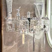 New style punch-free wall-mounted toothpaste cup storage rack bathroom mouthwash cup toothbrush holder