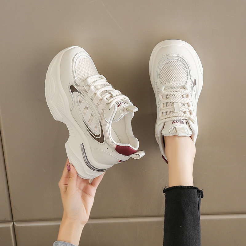 Mesh Thick-Soled Dad Shoes for Women 2025 Spring and Summer New Women's Breathable Women's Shoes 34 Small Size Heightening Casual Sports Shoes