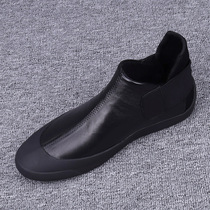 2022 autumn and winter new fashion high-top casual leather shoes mens thin version all-match sneakers trendy mens soft-soled casual shoes