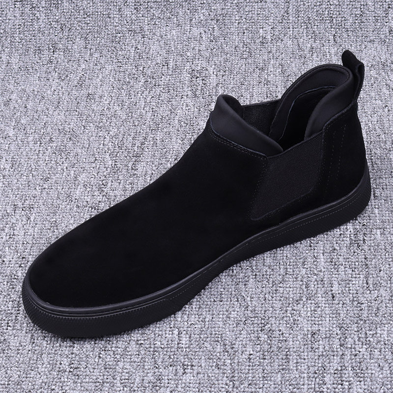 Men's shoes 2022 autumn and winter new matte cowhide foot casual shoes fashion trendy men's genuine leather plus velvet high-top leather shoes for men