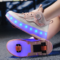 High-end childrens roller skating shoes girls shoes Internet celebrity double-wheeled walking shoes students invisible skates with wheels