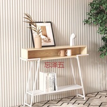 GQ modern console table entry simple light luxury metal welding cabinet beside the door long table solid wood iron storage against the wall