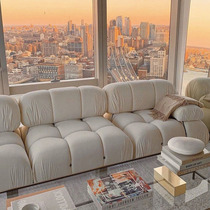 French lamb velvet cloud square module fabric sofa living room combination small apartment cream ins style internet celebrity style