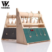 Solid wood jewelry rack multifunctional necklace bracelet jewelry rack ring earrings storage counter jewelry display props