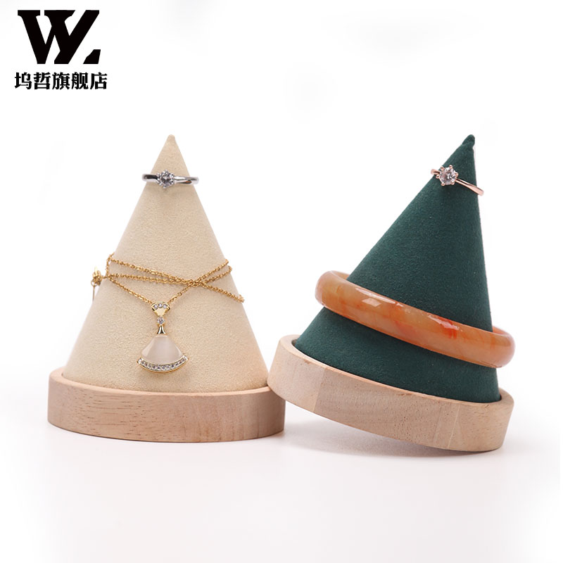Solid Wood Jewelry Display Props Cone Necklace Bracelet Bracelet Bracelet Bracelet Show Window Counter Display Shelf Hem-Taobao