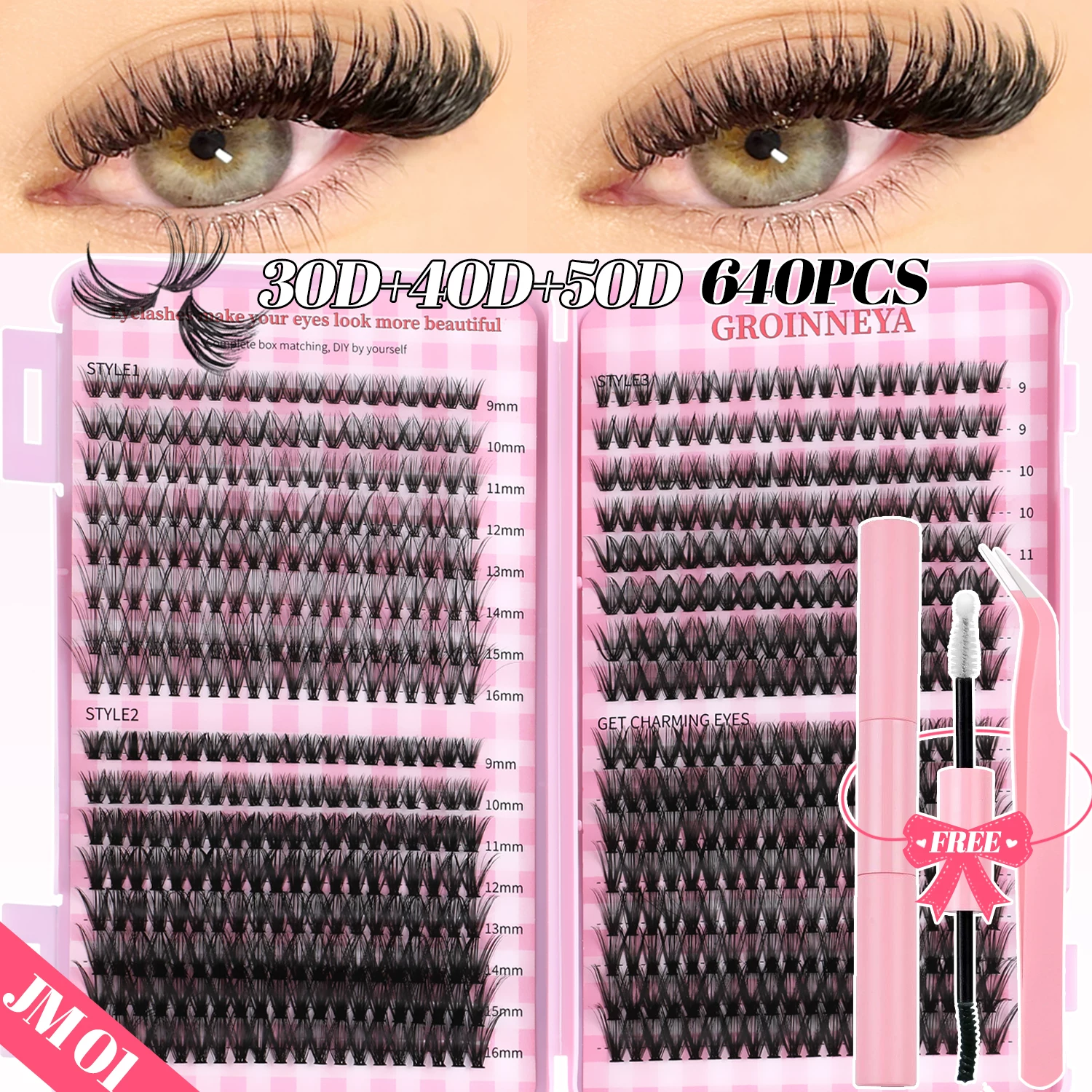 Dense false eyelashes, set, American style