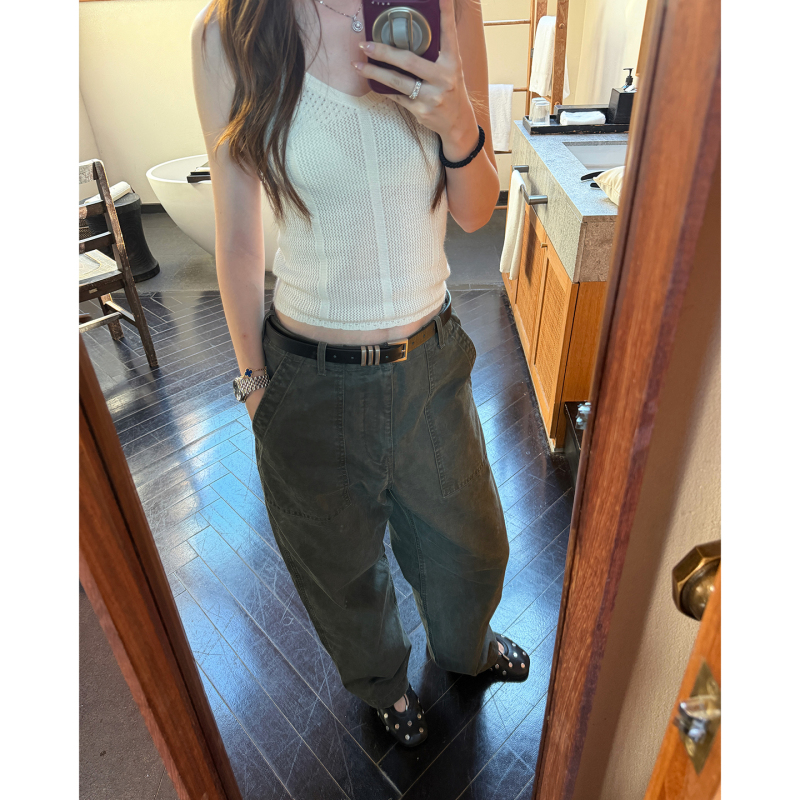 Focusoncc Washed Straight-Leg Cargo Pants