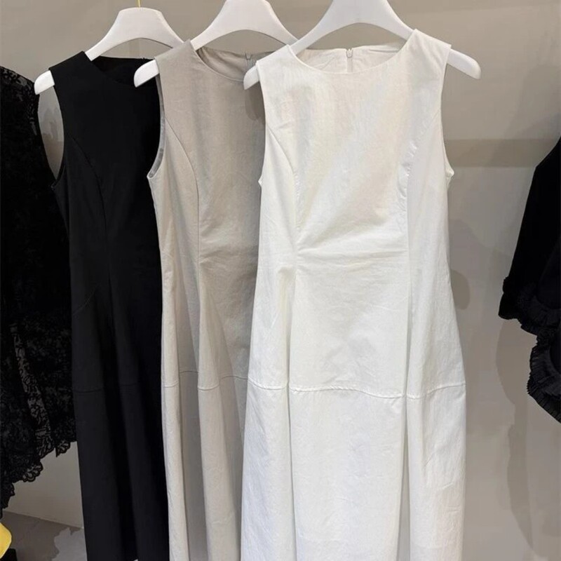 Yunyu Clothing Sleeveless Vest Dress 2026 Summer New Style Petite Black Commuter Waist-Slimming Long Dress