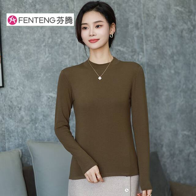 Fenton Official Flagship Store ແມ່ຍິງຂອງ Round Neck Bottoming Shirt ແຂນຍາວຂະຫນາດນ້ອຍຄໍຄໍລຸ່ມ ເຄື່ອງນຸ່ງຫົ່ມດູໃບໄມ້ລົ່ນພາກຮຽນ spring, ດູໃບໄມ້ລົ່ນແລະລະດູຫນາວສາມາດໃສ່ໄດ້ອະເນກປະສົງ